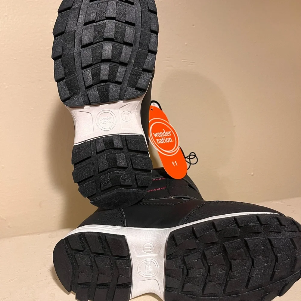 Wonder Nation Kids Black and Red Snow Boots